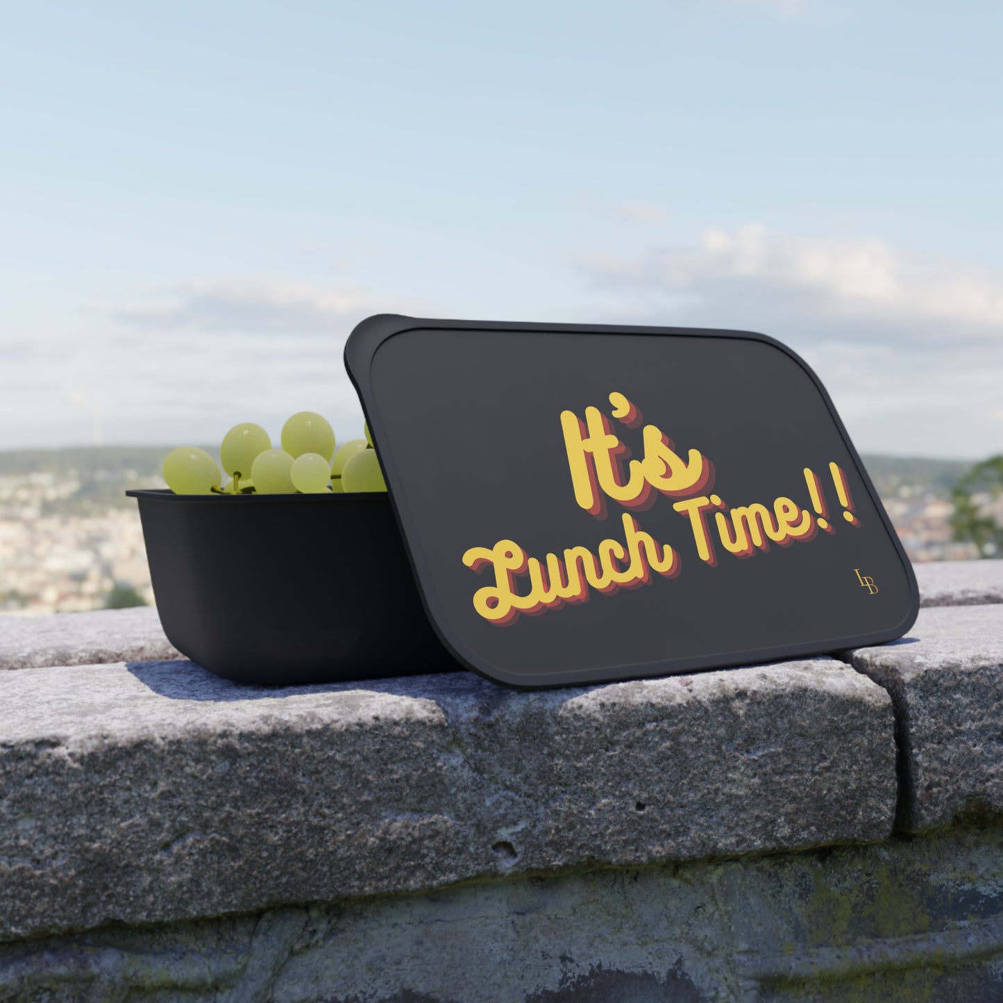 "It's Lunch Time!!" PLA Bento Box with Band and Utensils