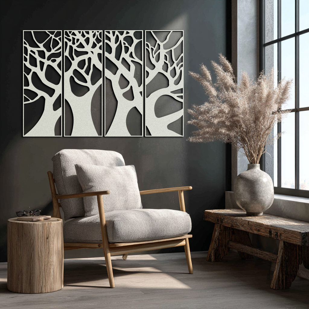 Tree Panel Metal Wall Art - Steel Wall Decor for Home and Office - KAF009