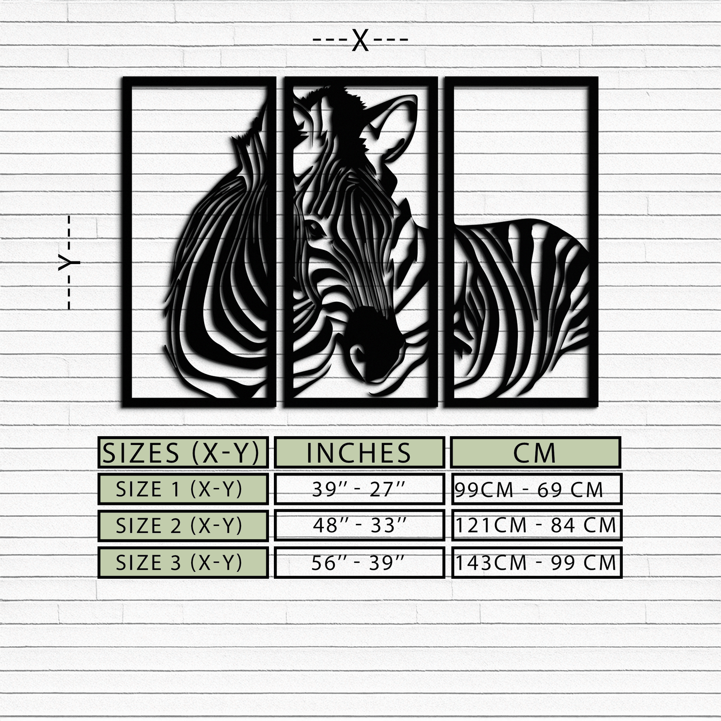 Zebra Panel Metal Wall Art - Steel Wall Decor for Home and Office - KAF014