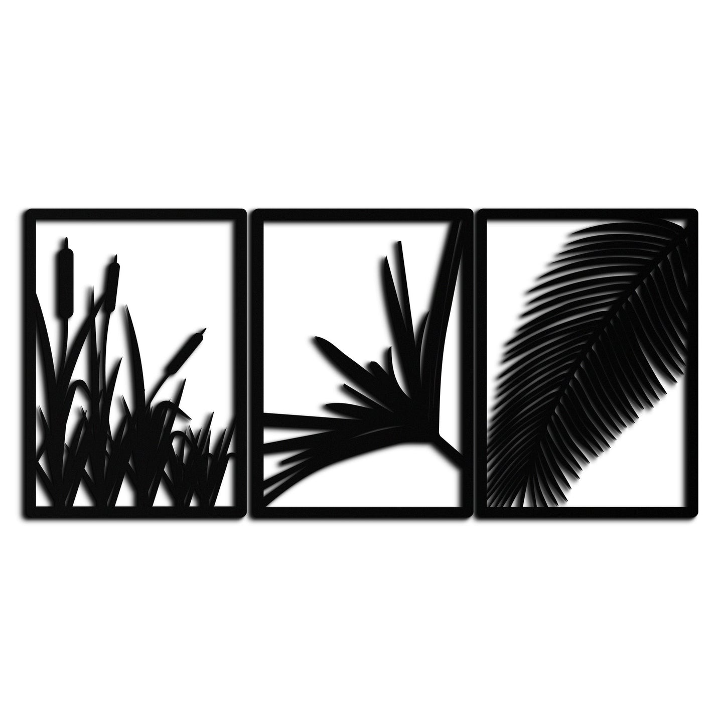 Tropical Metal Wall Art – 3-Panel Botanical Design - KAF216