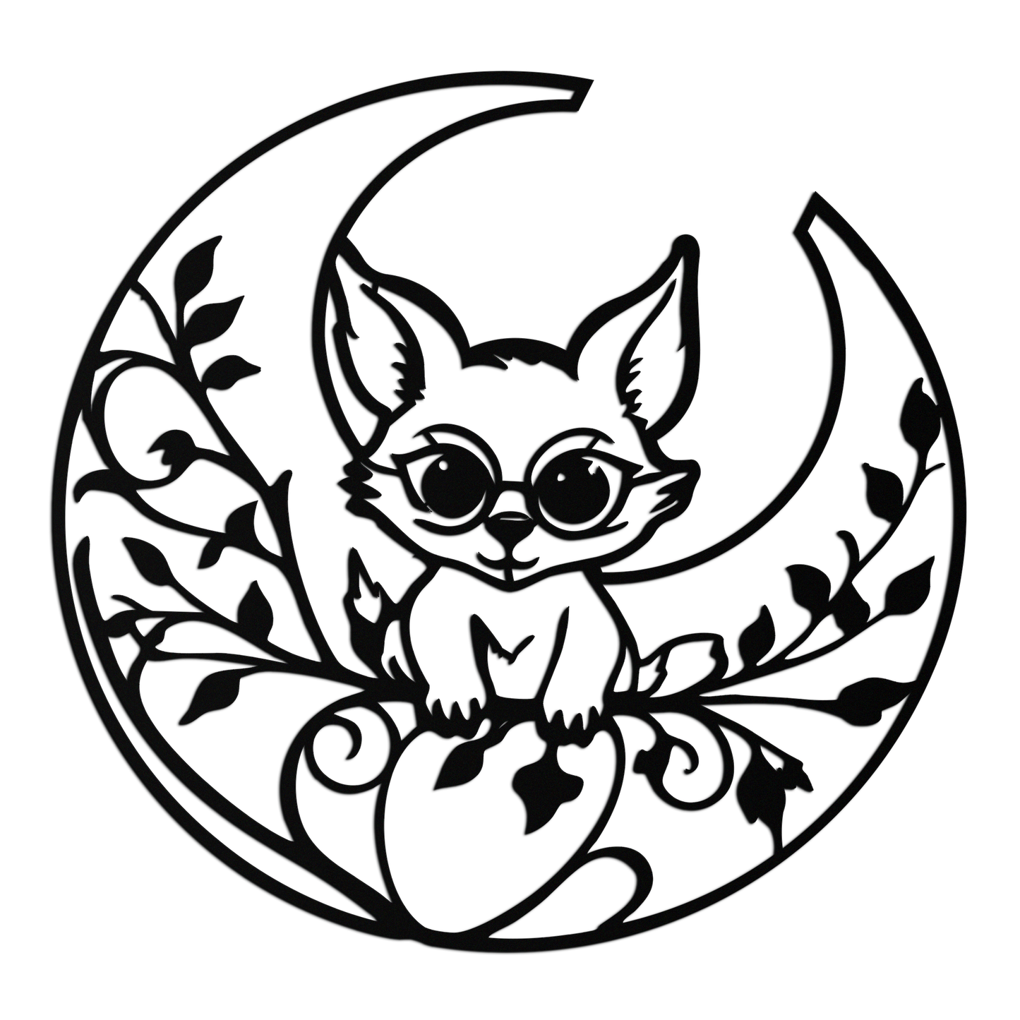 Moon Cat Silhouette Metal Wall Art – Black Steel Whimsical Pet Lover Decor- KAF492