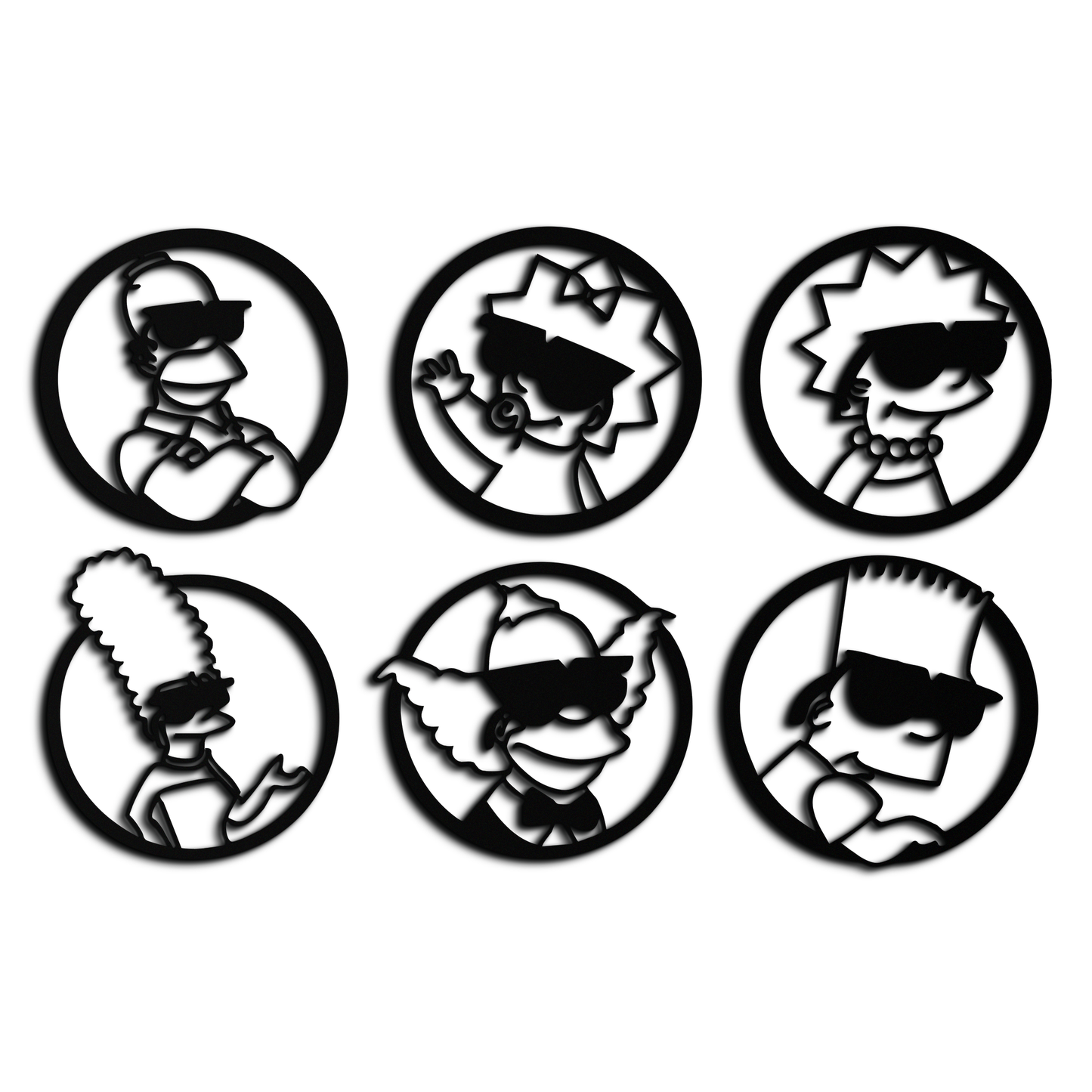 Cartoon Family Silhouette Metal Wall Art – Fun Black Modern Home Decor- KAF528