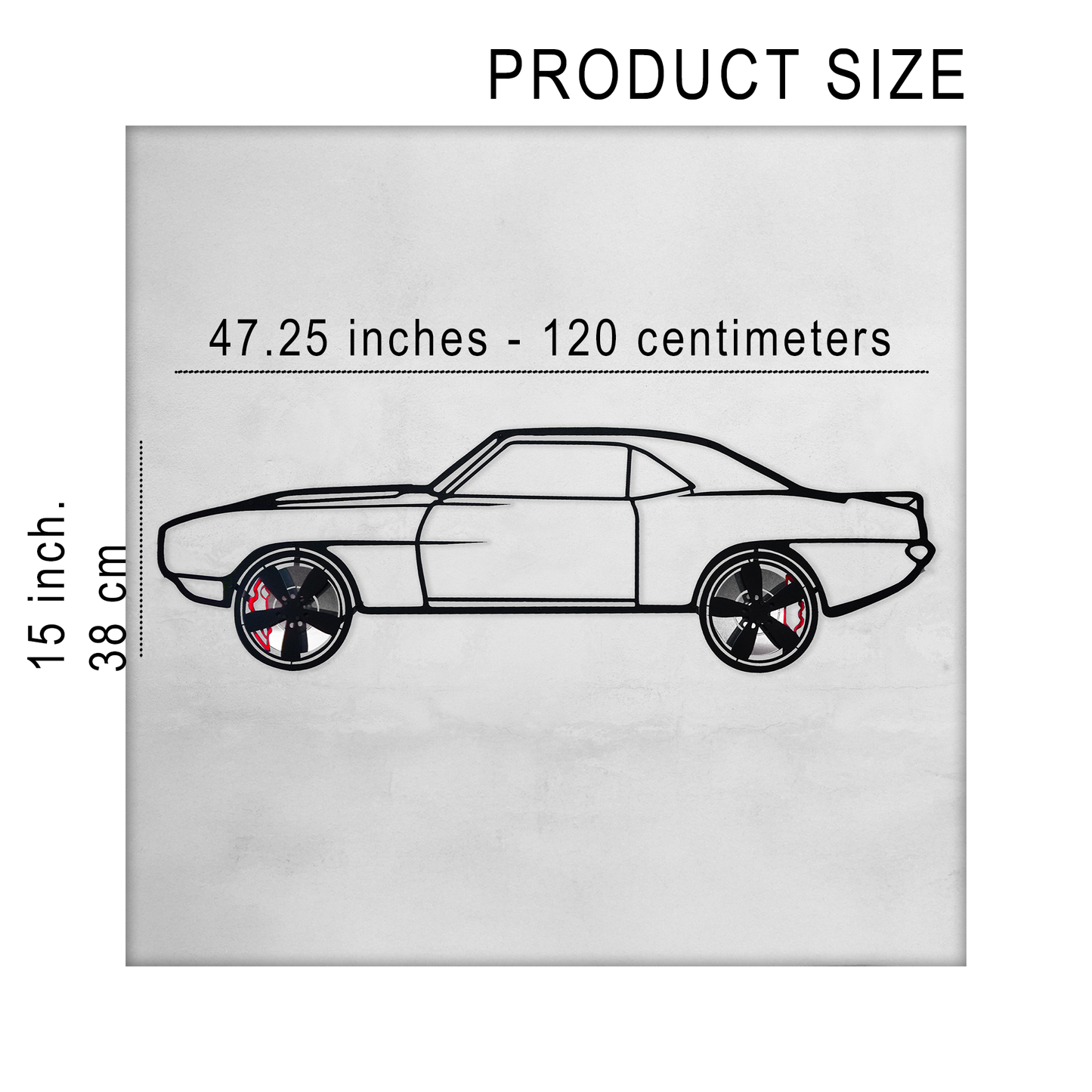 1969 Chevrolet Camaro Wall Art – Classic Steel Silhouette with Spinning Wheels-KAFMEKA021