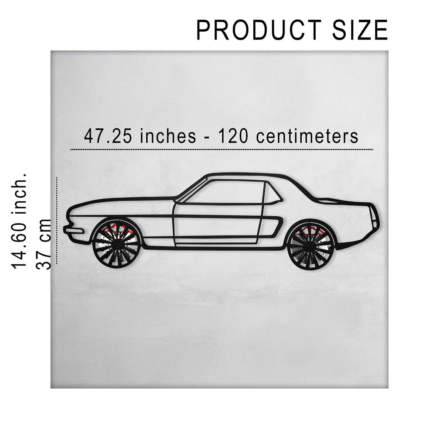 1964 Ford Mustang Wall Art – Classic Steel Silhouette with Spinning Wheels-KAFMEKA025