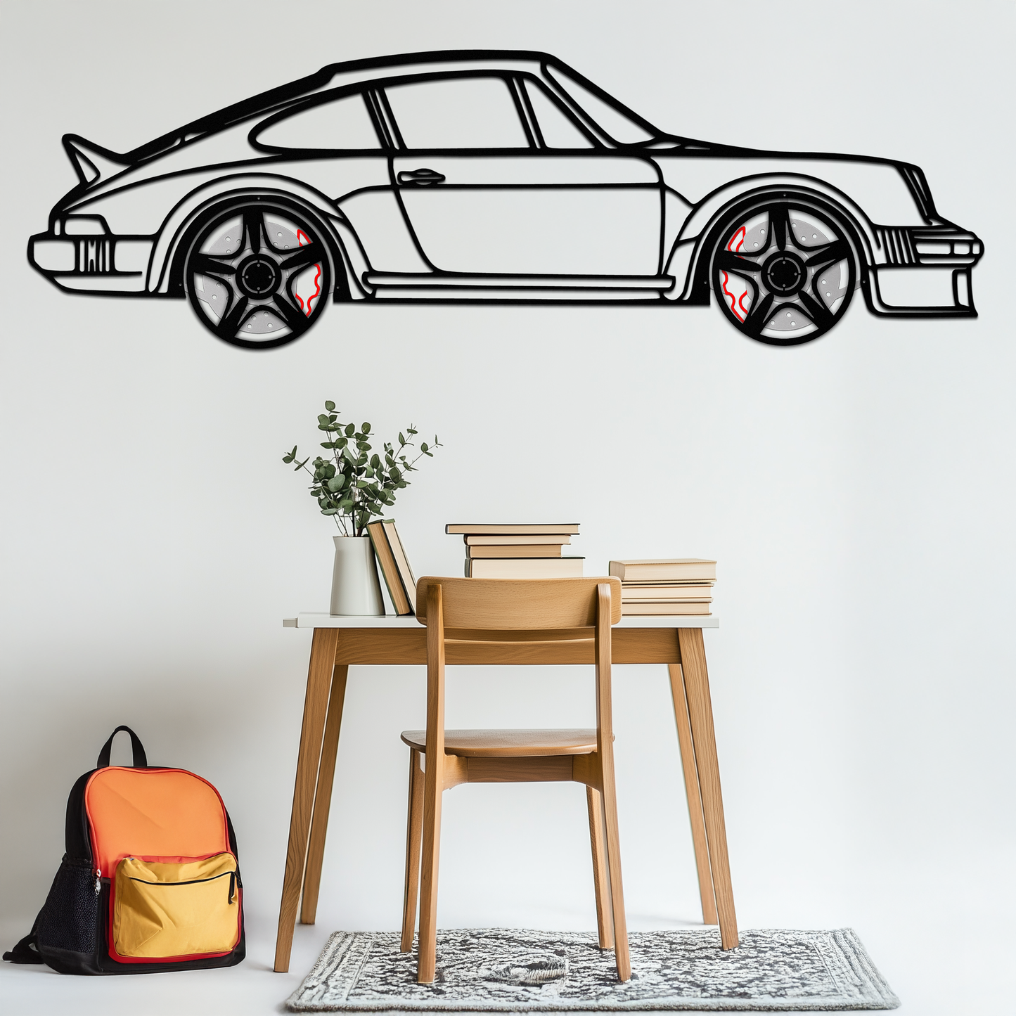 PORSCHE 911 SC Metal Wall Art – Classic Silhouette with Rotating Wheels 🚗✨KAFMEKA060