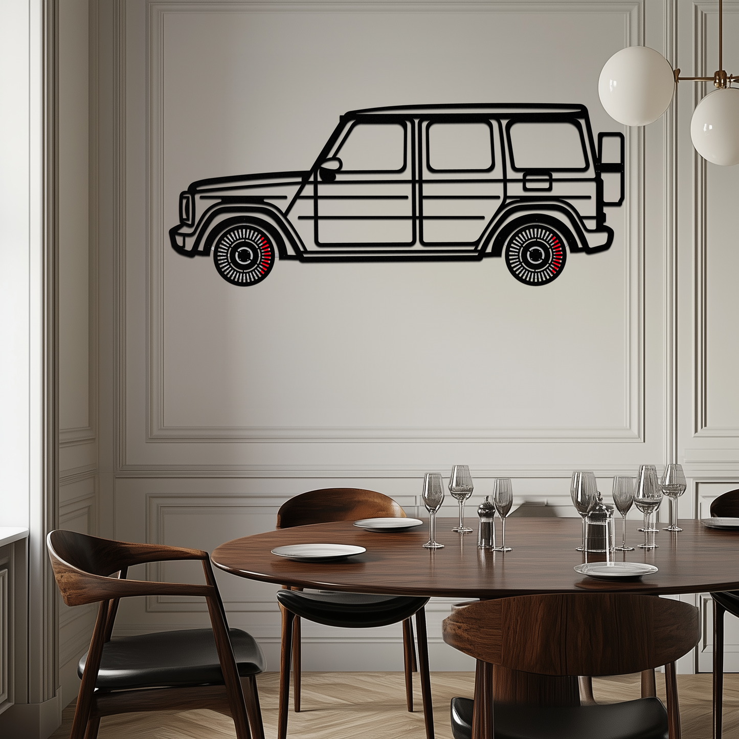 Mercedes G-Class Metal Wall Art – Luxury SUV Silhouette with Rotating Wheels 🚙✨KAFMEKA069