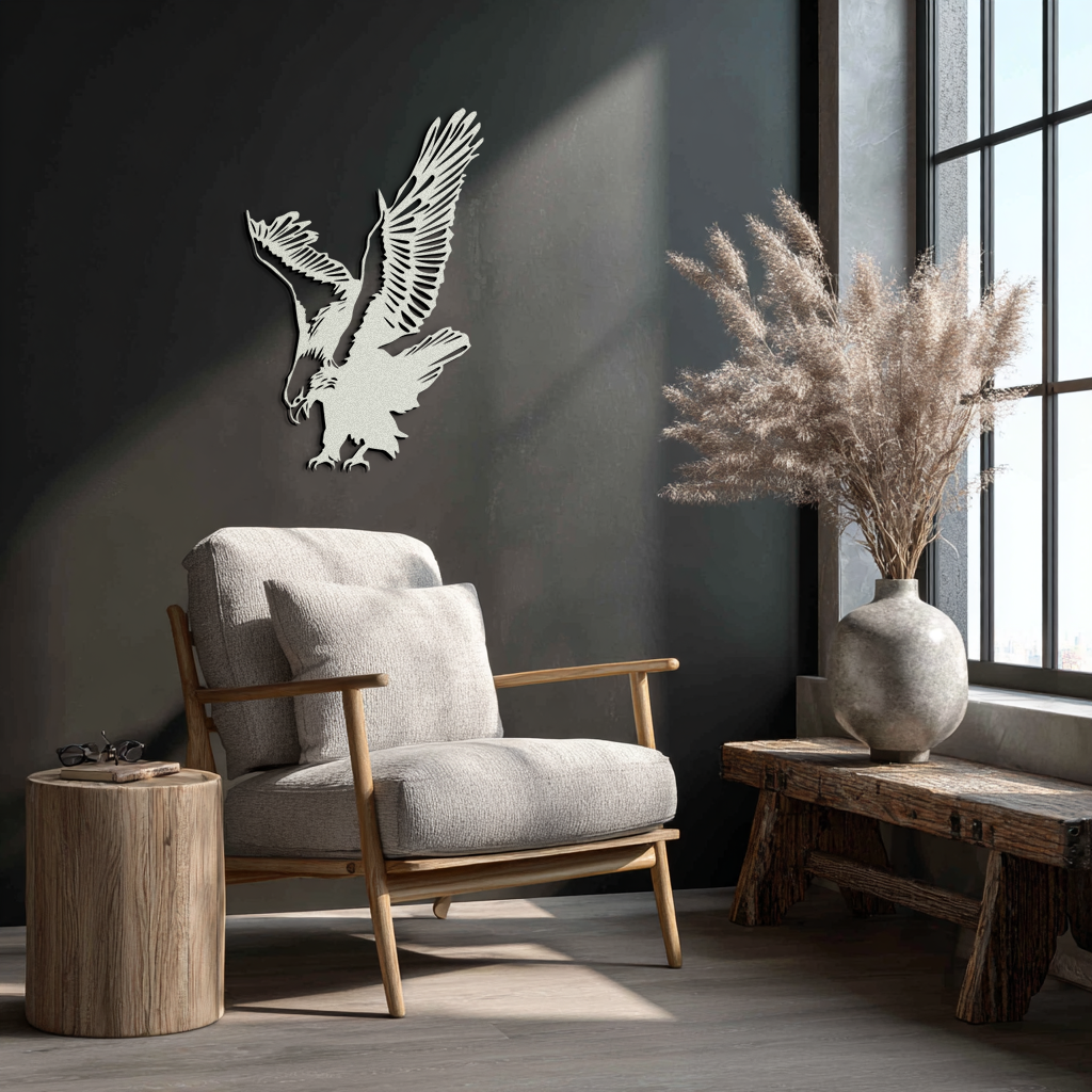 Majestic Eagle Metal Wall Art - Powerful Steel Bird Silhouette - KAF059