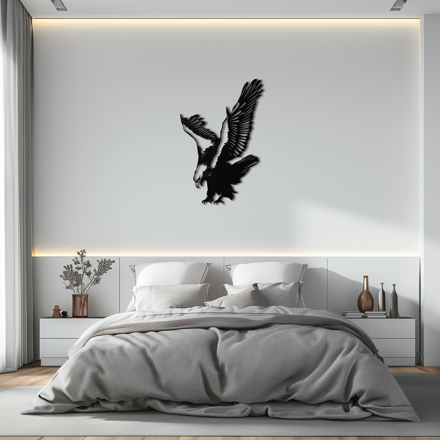 Majestic Eagle Metal Wall Art - Powerful Steel Bird Silhouette - KAF059