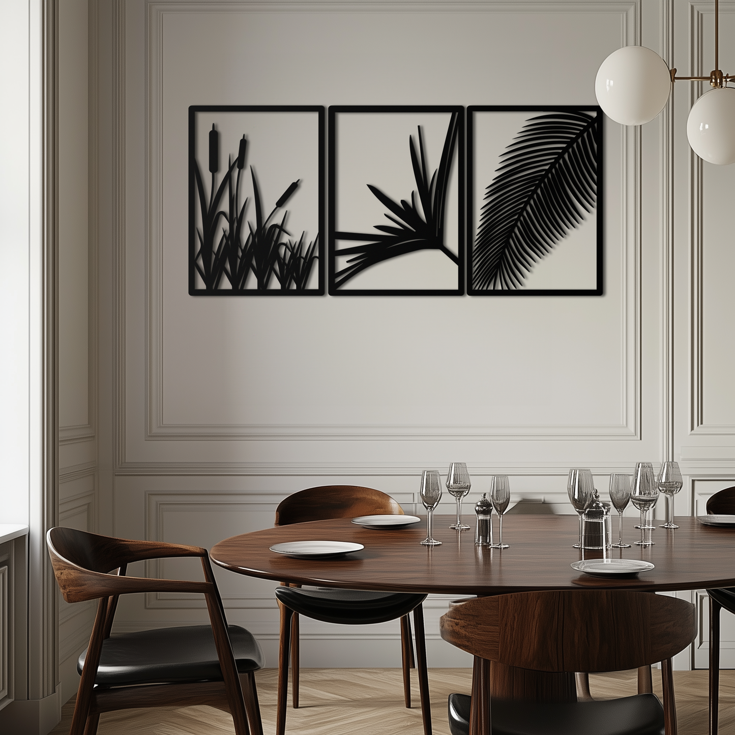 Tropical Metal Wall Art – 3-Panel Botanical Design - KAF216