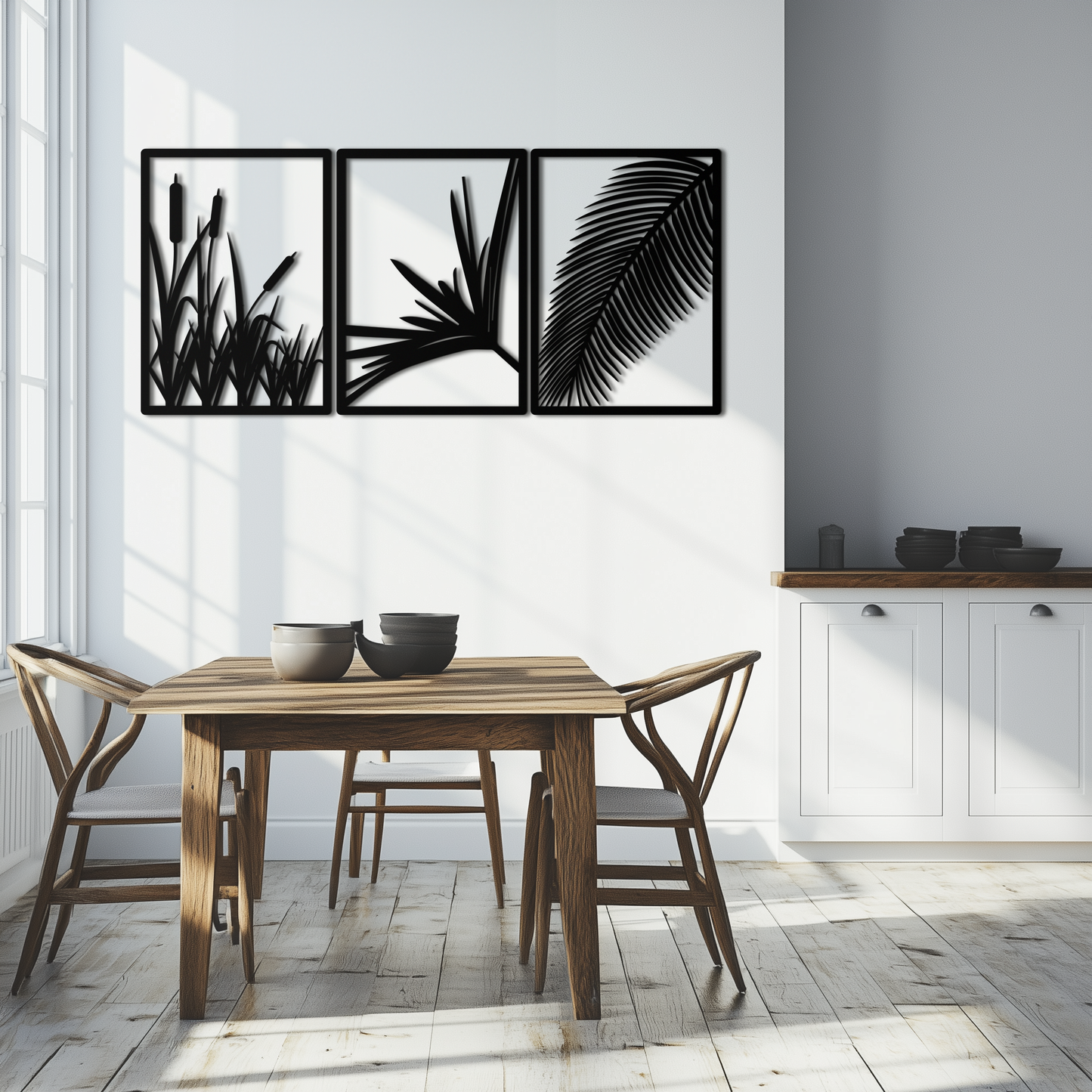 Tropical Metal Wall Art – 3-Panel Botanical Design - KAF216