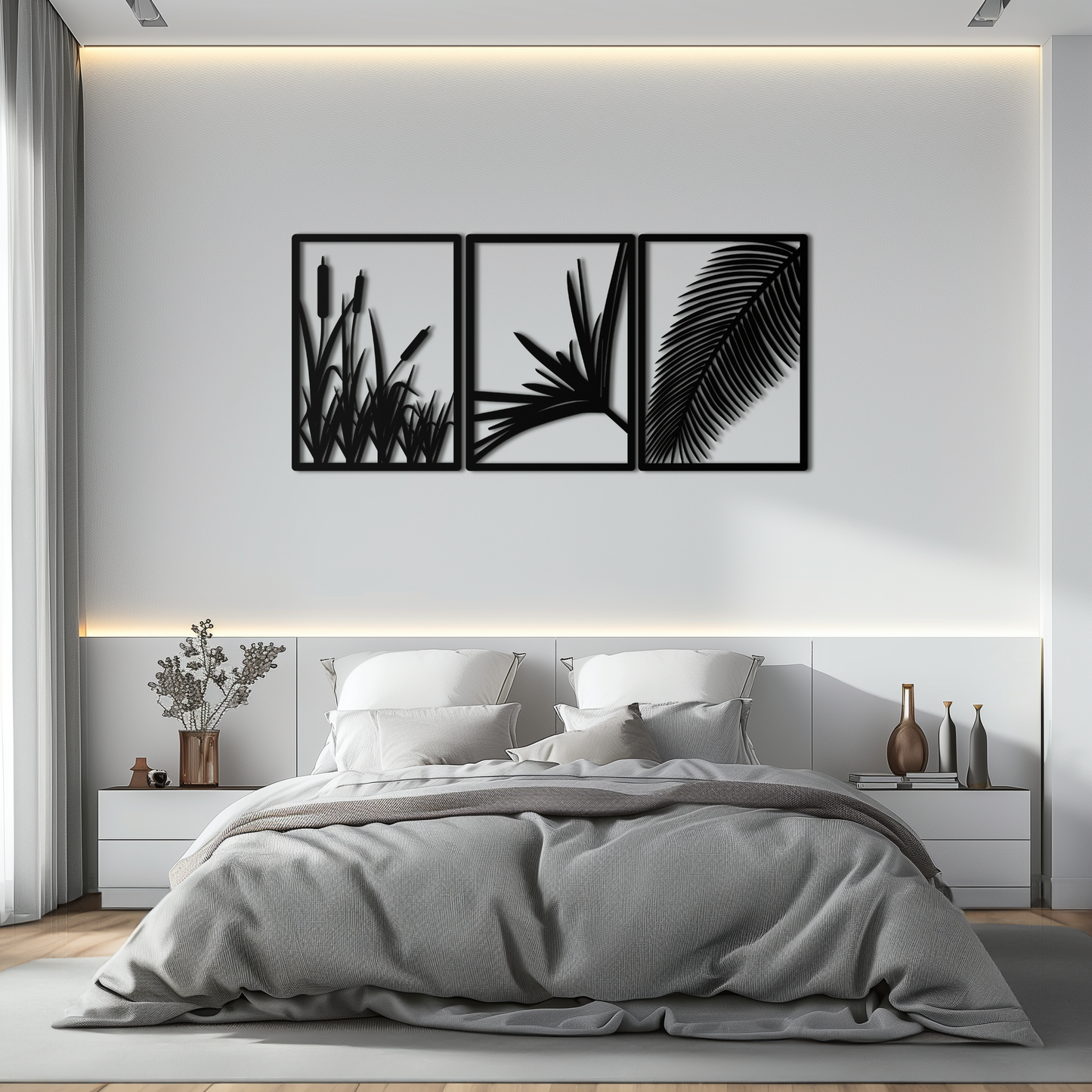 Tropical Metal Wall Art – 3-Panel Botanical Design - KAF216