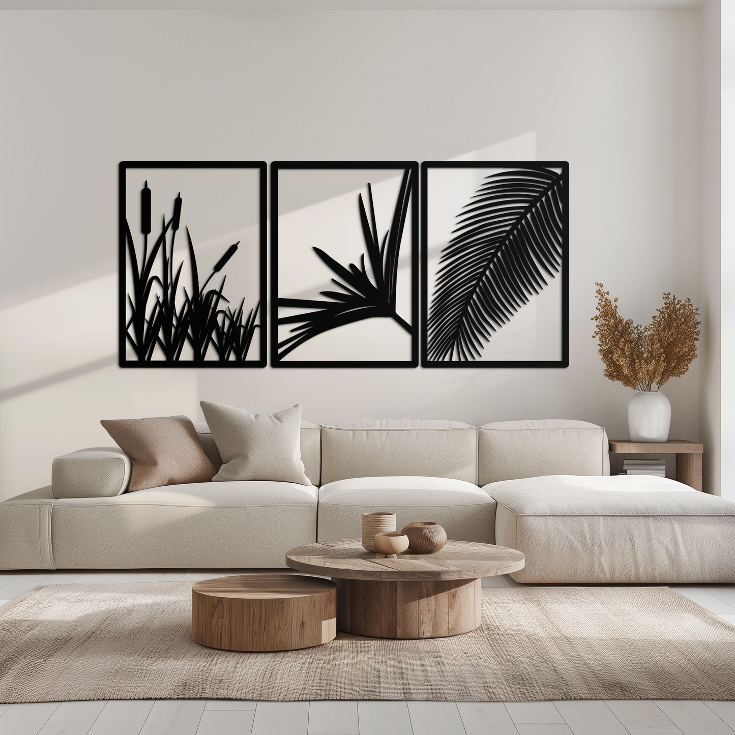 Tropical Metal Wall Art – 3-Panel Botanical Design - KAF216
