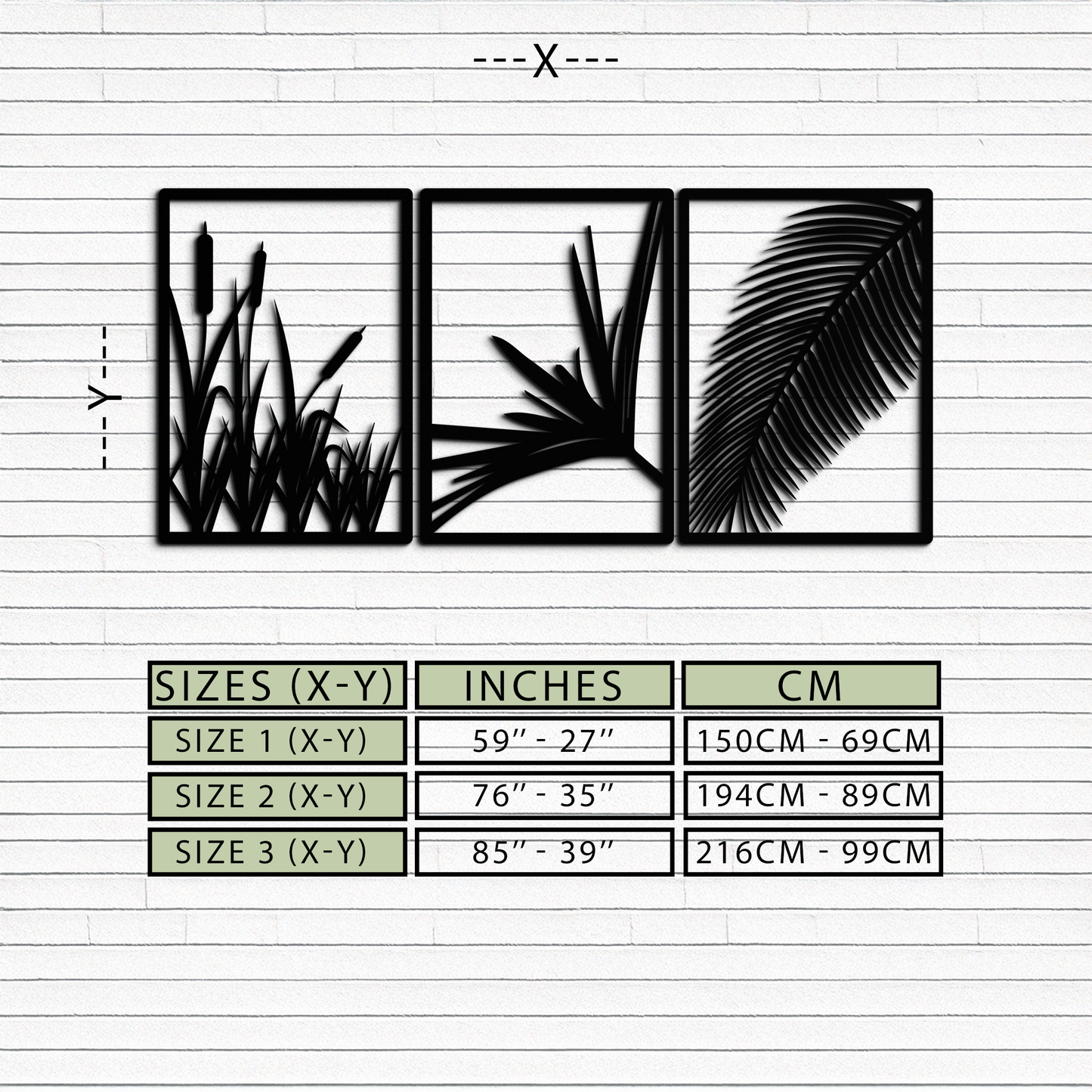 Tropical Metal Wall Art – 3-Panel Botanical Design - KAF216