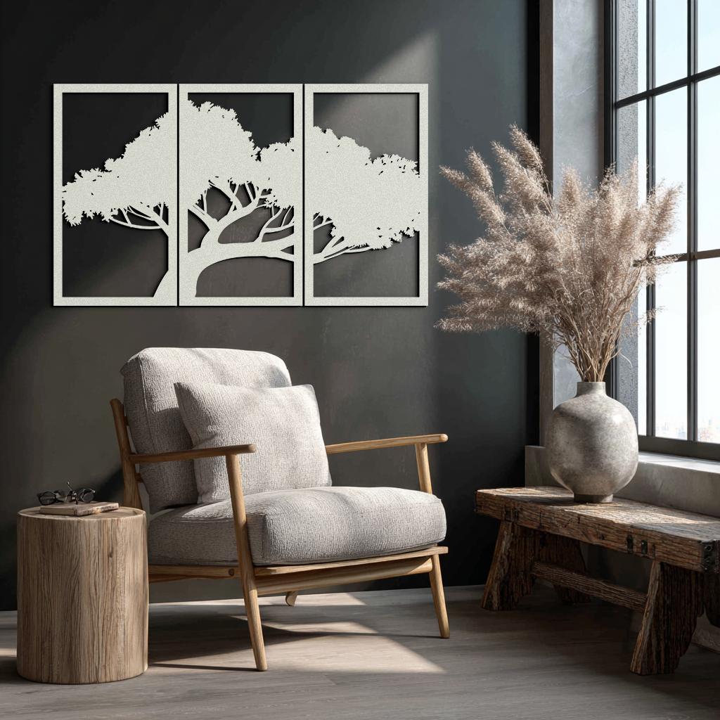 Tree Silhouette Metal Wall Art - Modern Nature-Inspired Decor - KAF222