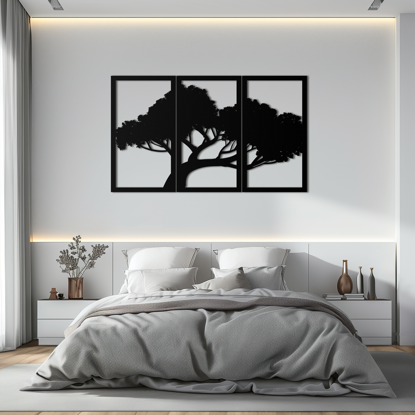 Tree Silhouette Metal Wall Art - Modern Nature-Inspired Decor - KAF222