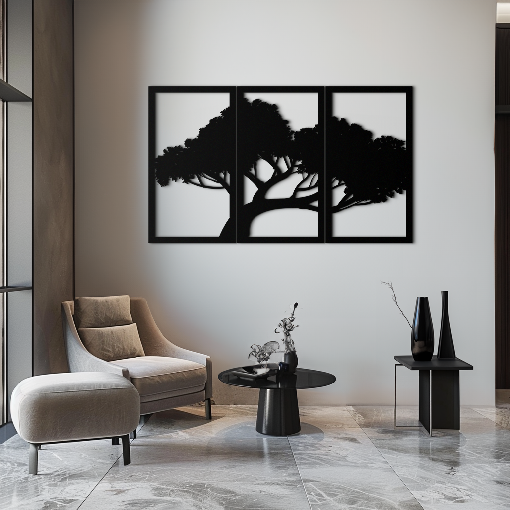 Tree Silhouette Metal Wall Art - Modern Nature-Inspired Decor - KAF222