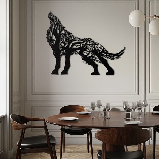 Tree Wolf Metal Wall Art - Nature-Inspired Wildlife Decor- KAF263