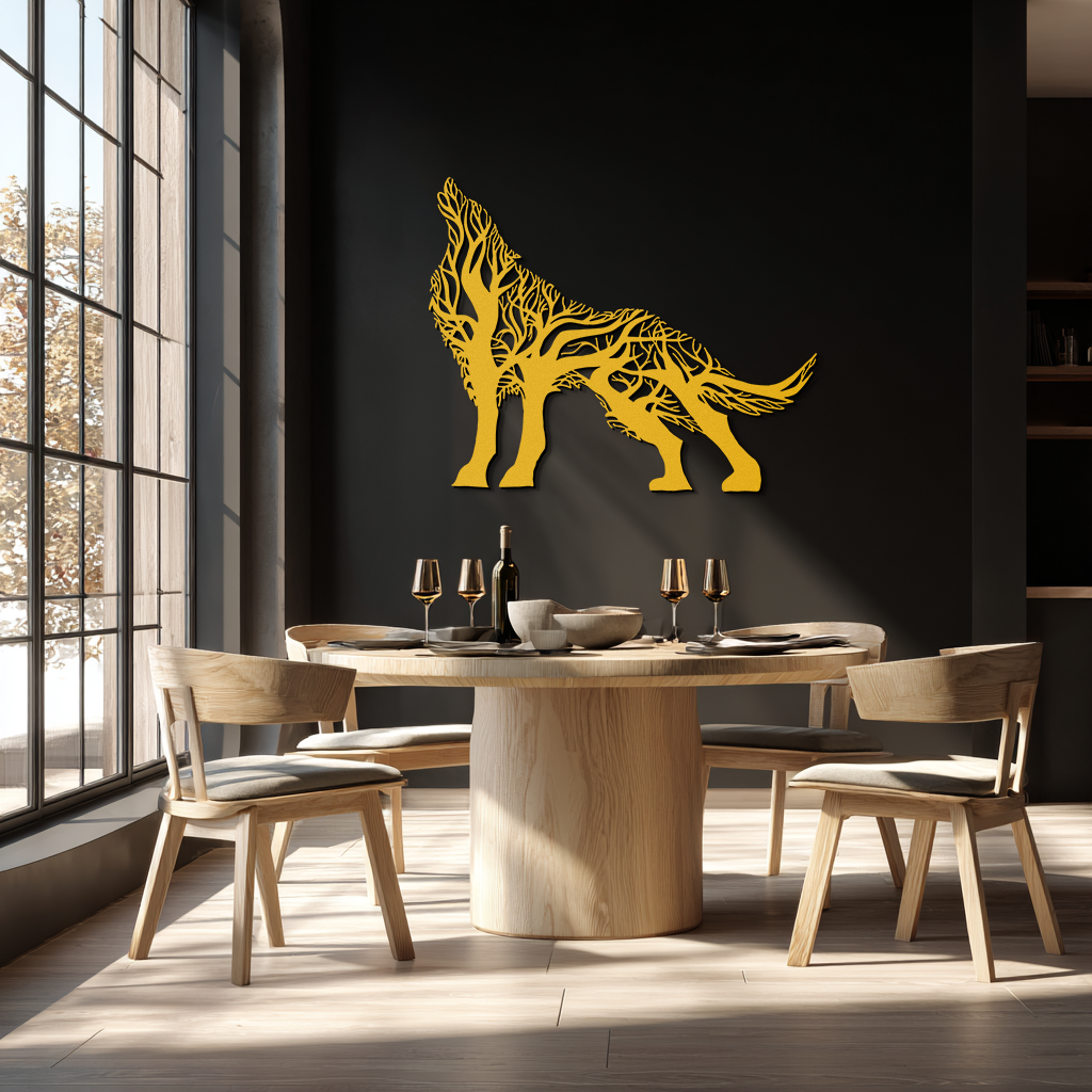 Tree Wolf Metal Wall Art - Nature-Inspired Wildlife Decor- KAF263