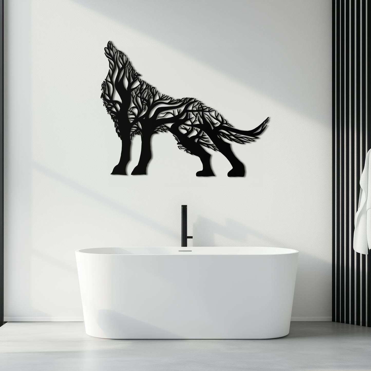 Tree Wolf Metal Wall Art - Nature-Inspired Wildlife Decor- KAF263