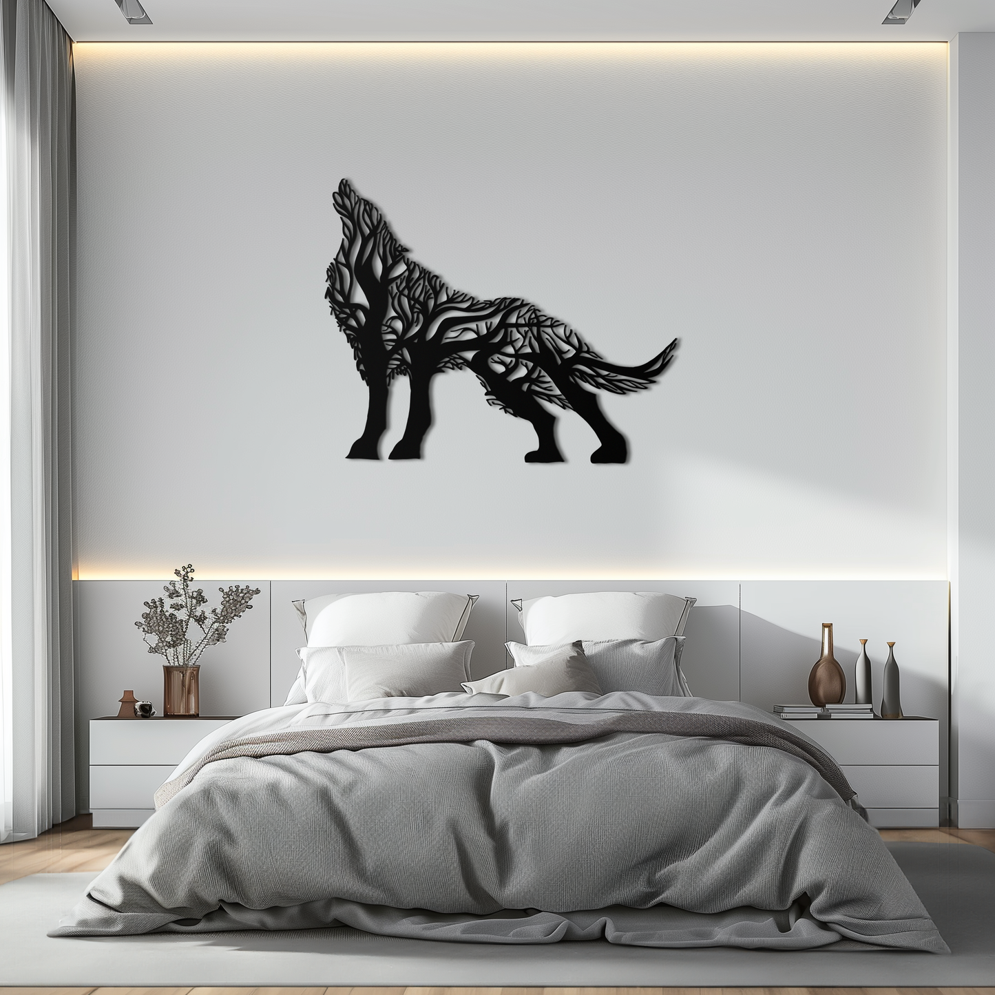 Tree Wolf Metal Wall Art - Nature-Inspired Wildlife Decor- KAF263