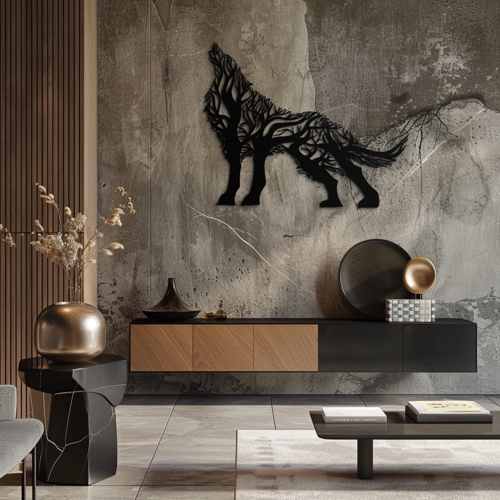 Tree Wolf Metal Wall Art - Nature-Inspired Wildlife Decor- KAF263