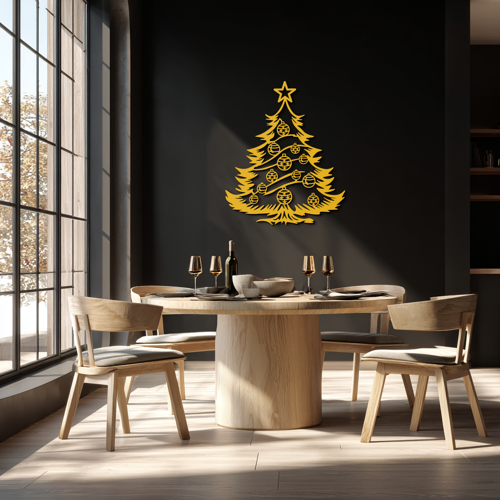 Christmas Tree Metal Wall Art - Festive Holiday Decoration- KAF296