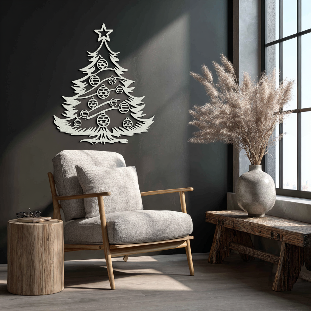 Christmas Tree Metal Wall Art - Festive Holiday Decoration- KAF296