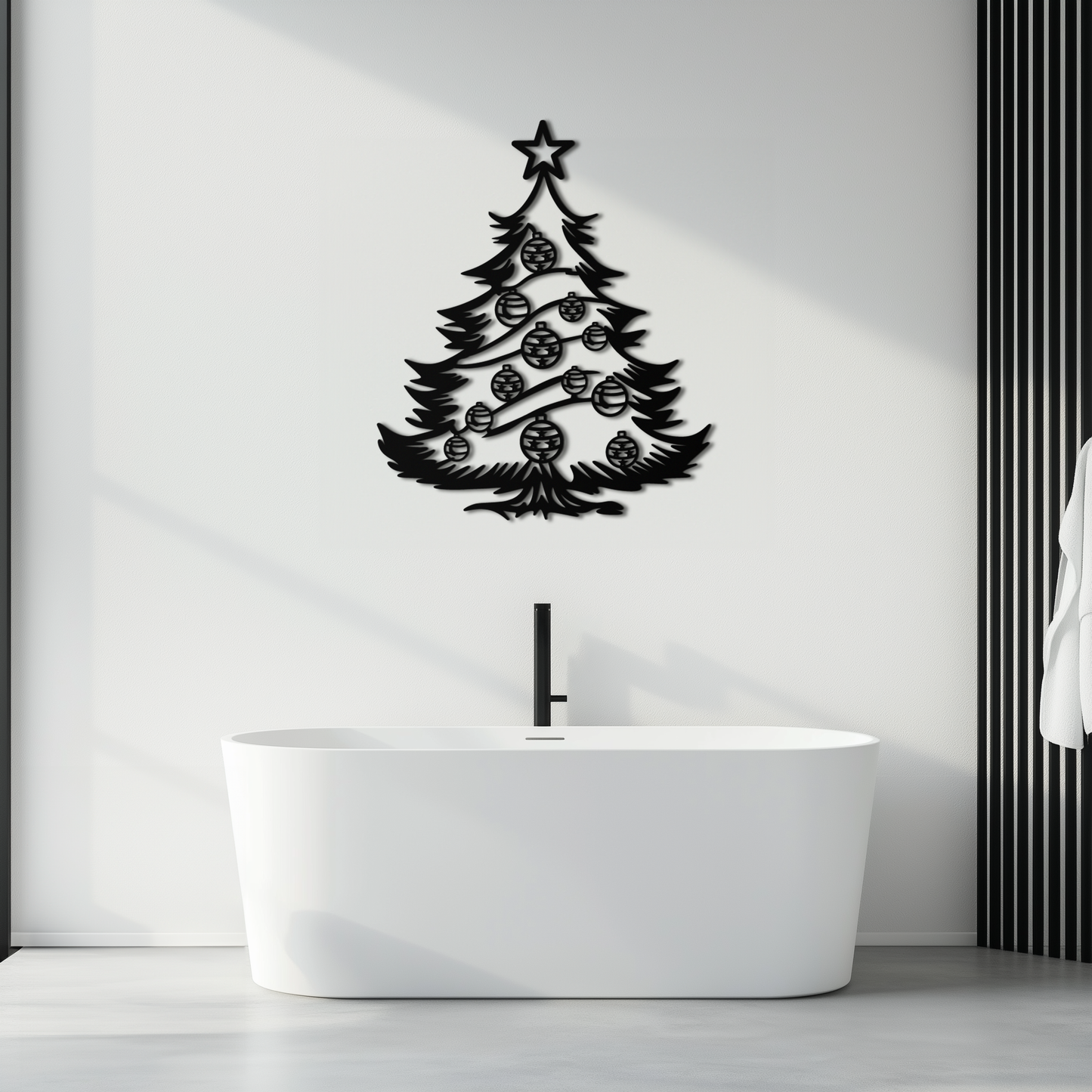 Christmas Tree Metal Wall Art - Festive Holiday Decoration- KAF296