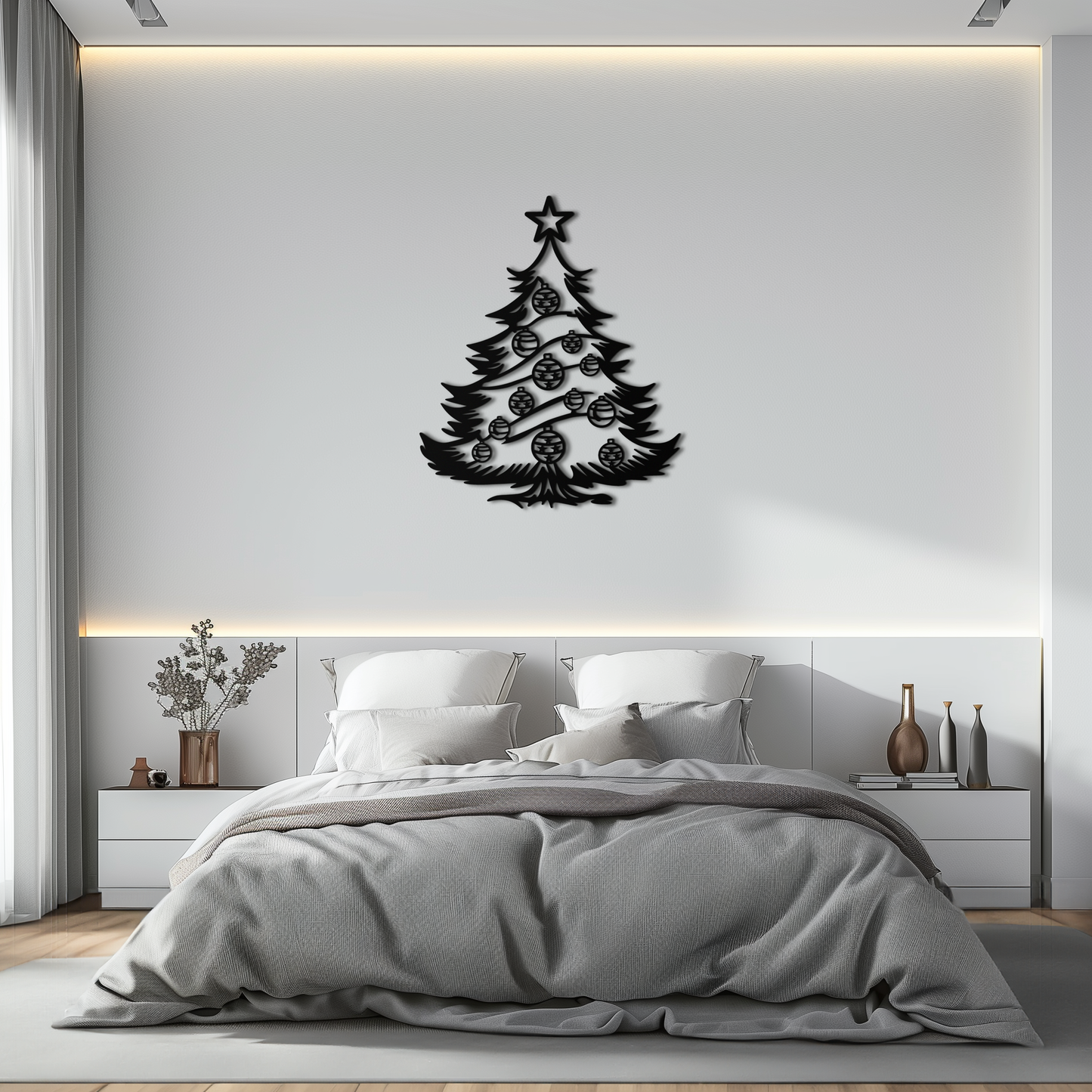Christmas Tree Metal Wall Art - Festive Holiday Decoration- KAF296