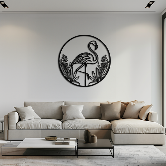 Flamingo Metal Wall Art – Elegant Flamingo Silhouette Steel Decor for Tropical and Modern Spaces- KAF333