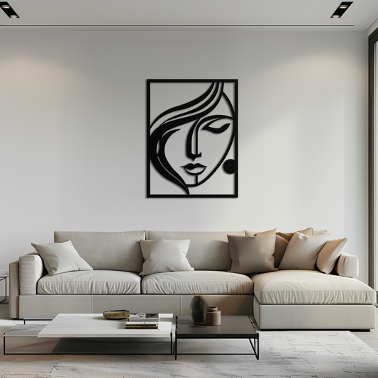 Woman Silhouette Metal Wall Art – Elegant Minimalist Female Figure Decor for Modern Spaces- KAF392