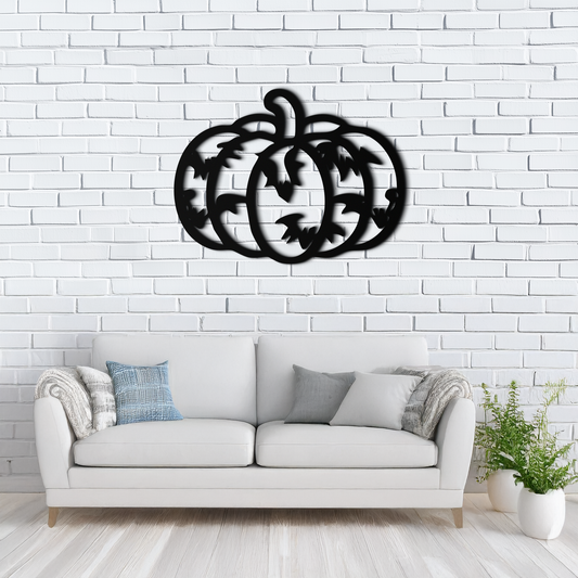 Halloween Pumpkin Faces Metal Wall Art – Spooky Black Steel Decoration- KAF502