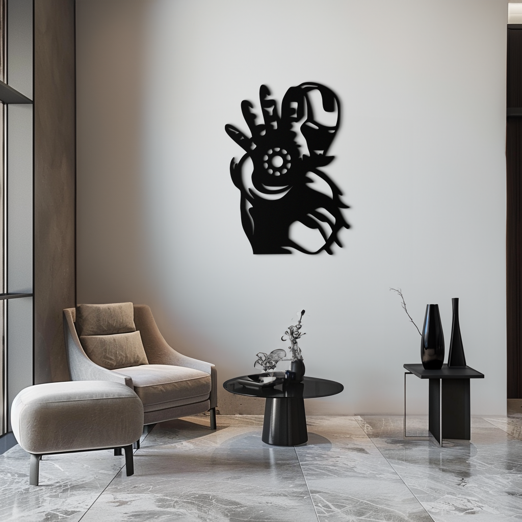 Iron Man Hand Gesture Silhouette Metal Wall Art – Superhero Home Decor- KAF573