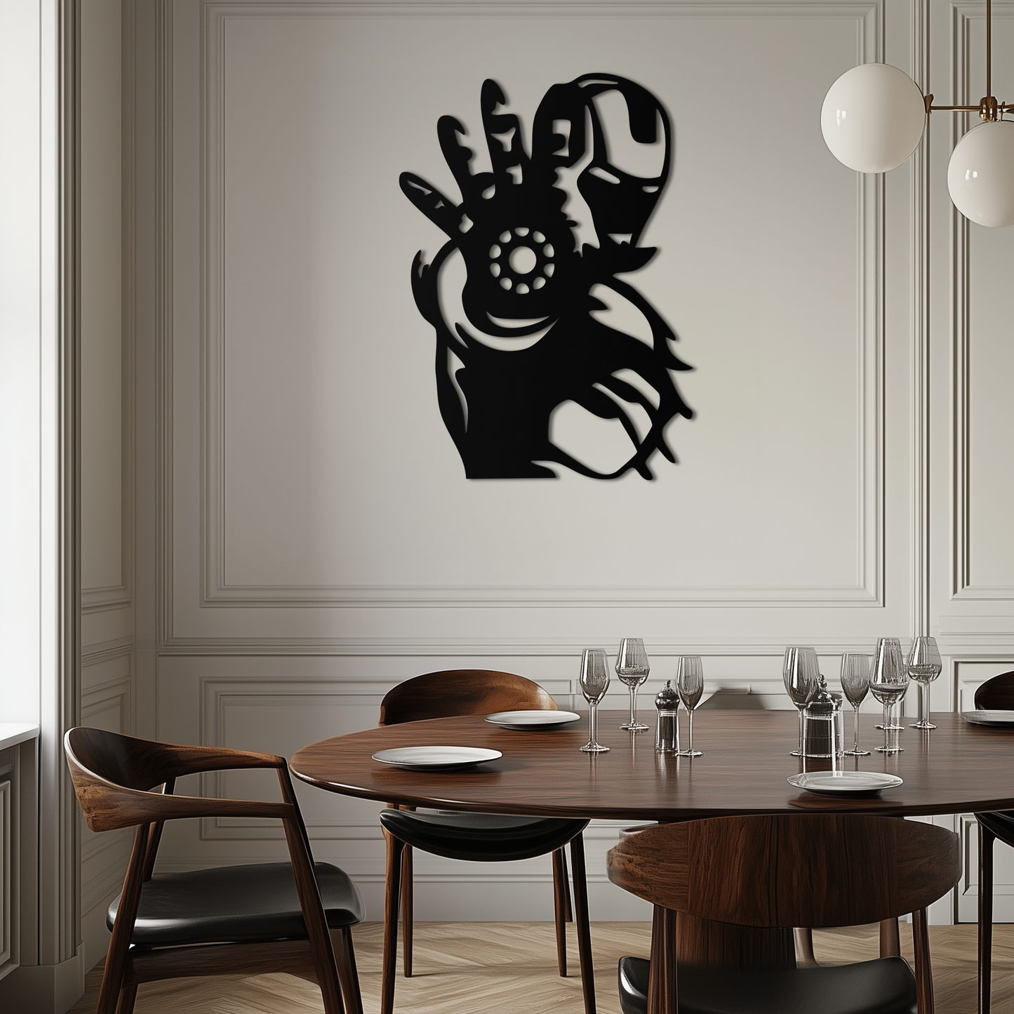 Iron Man Hand Gesture Silhouette Metal Wall Art – Superhero Home Decor- KAF573