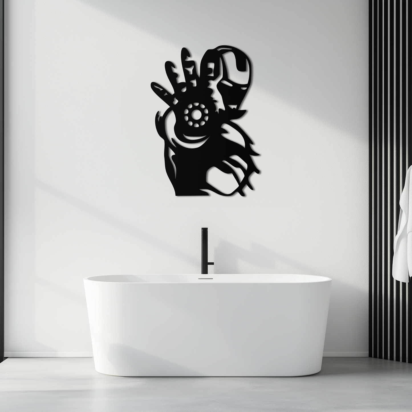 Iron Man Hand Gesture Silhouette Metal Wall Art – Superhero Home Decor- KAF573