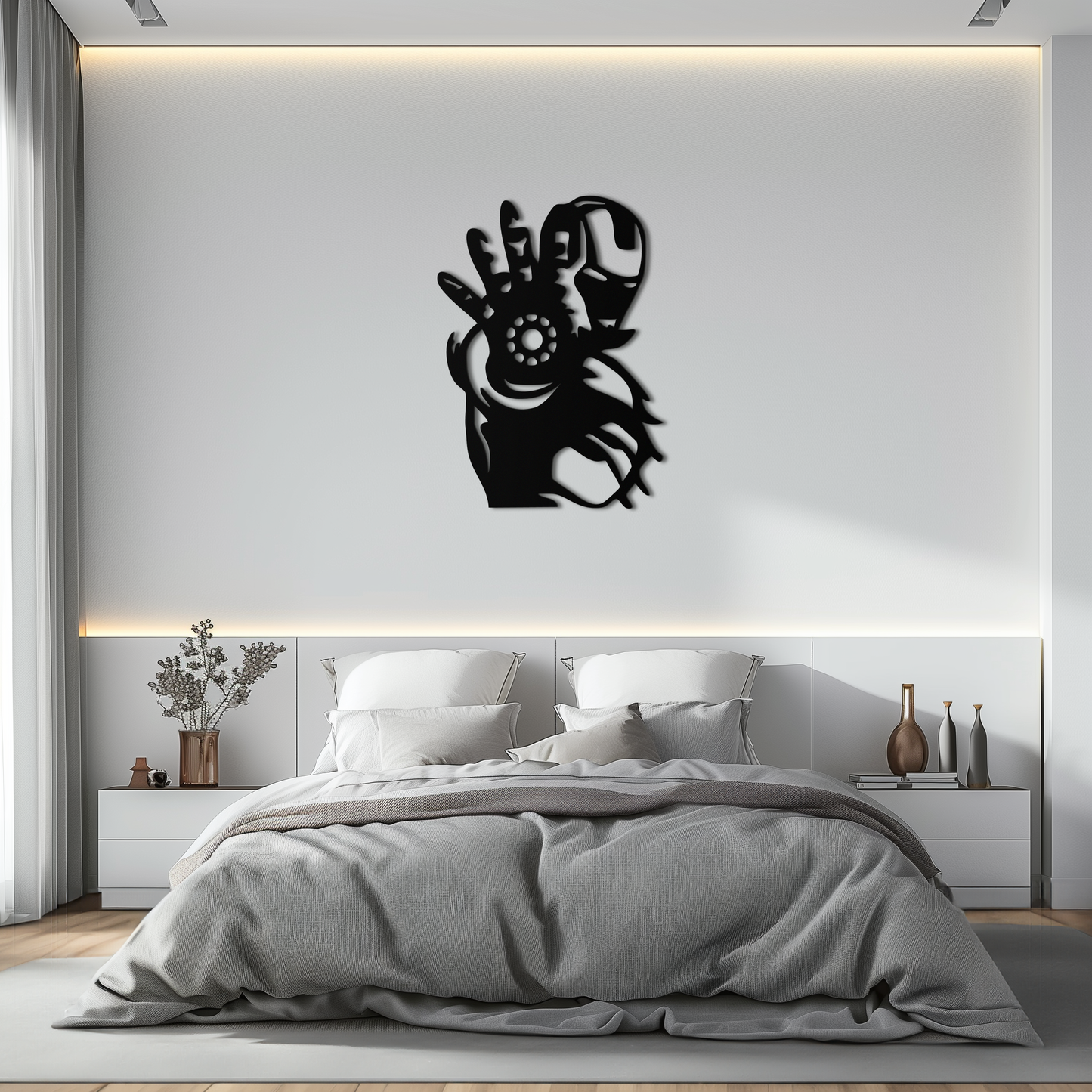 Iron Man Hand Gesture Silhouette Metal Wall Art – Superhero Home Decor- KAF573