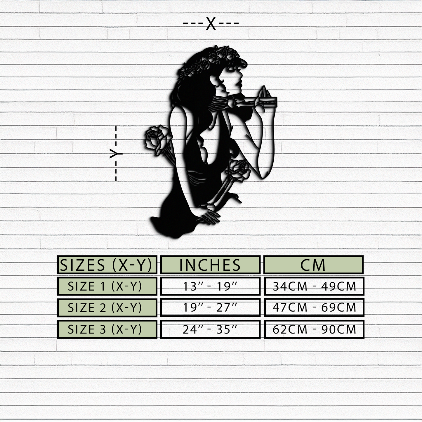 Skeleton Embrace Rose Lady Metal Wall Art – Romantic Gothic Silhouette Decor- KAF632