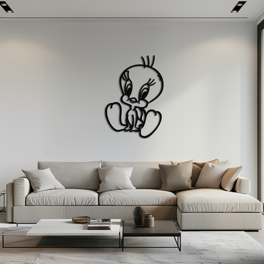 Tweety Bird Metal Wall Art – Classic Cartoon Character Silhouette for Fans- KAF666