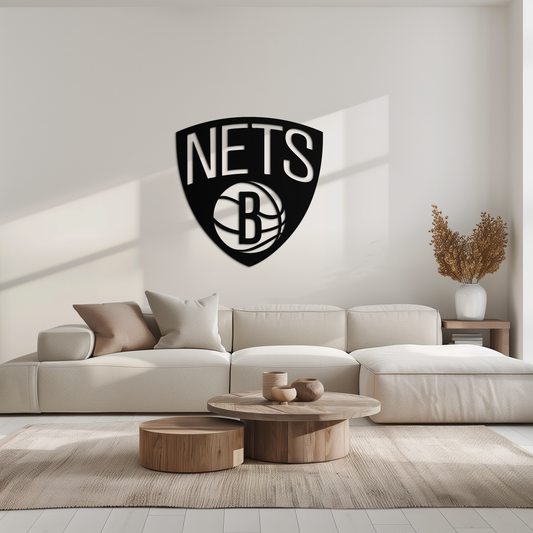Brooklyn Nets Logo Silhouette Metal Wall Art – Modern Sports-Inspired Decor - KAF669
