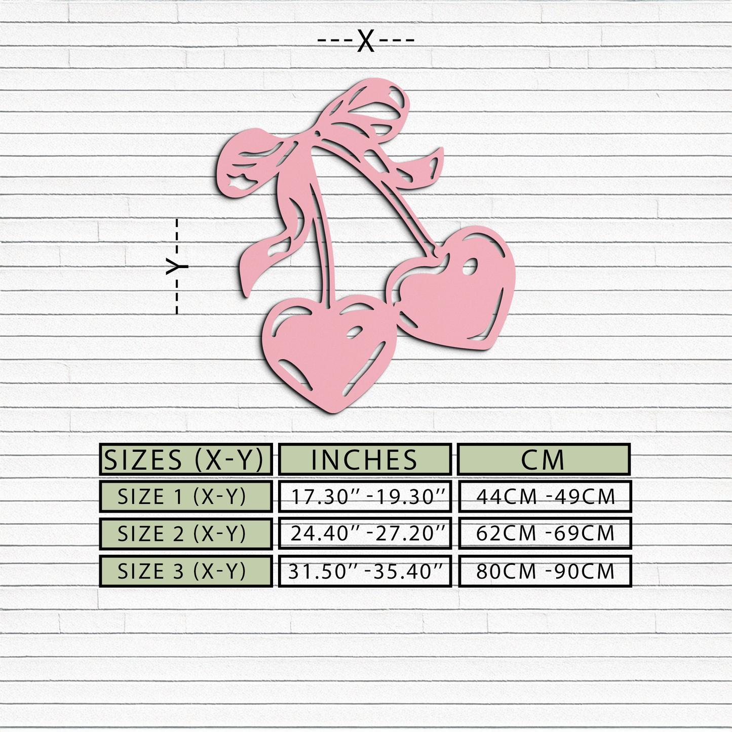 Cherry Heart Silhouette Metal Wall Art – Romantic Bow Design - KAFGP046