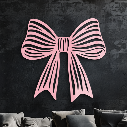 Elegant Bow Silhouette Metal Wall Art – Decorative Ribbon Design - KAFGP047