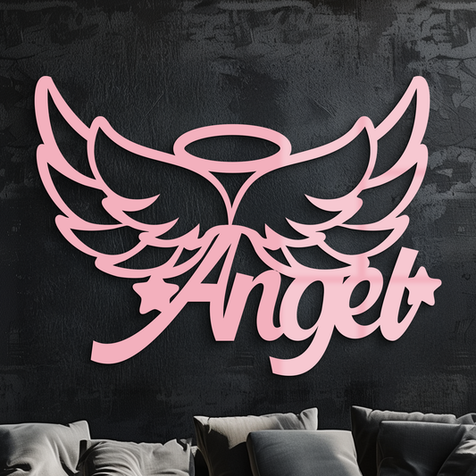 Angel Wings with Halo Metal Wall Art – Modern Spiritual Decor - KAFGP084