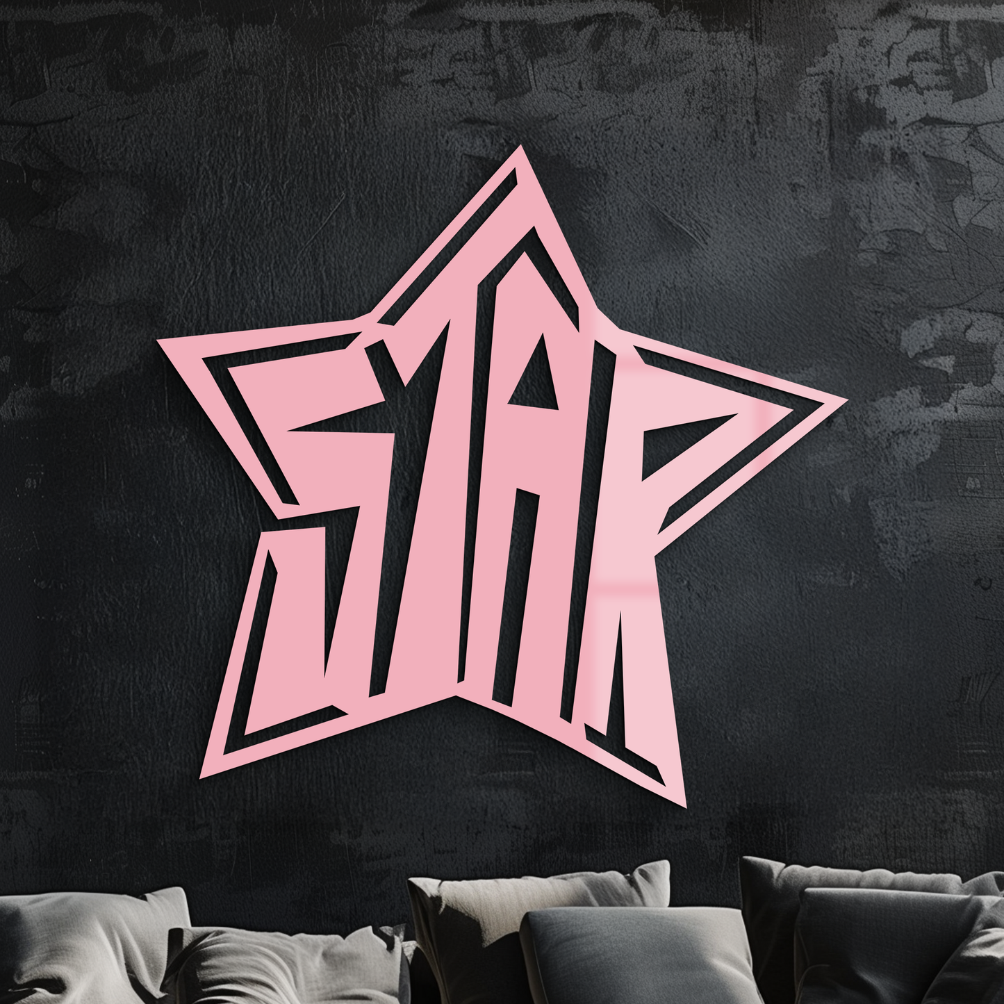 Star Shaped Typography Metal Wall Art – Bold Statement Design - KAFGP108