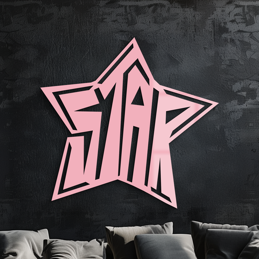 Star Shaped Typography Metal Wall Art – Bold Statement Design - KAFGP108