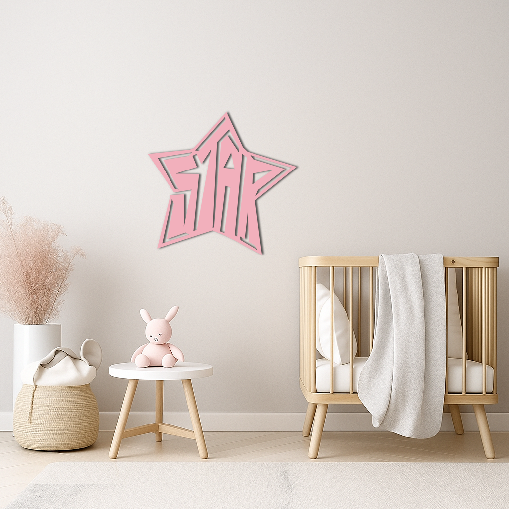 Star Shaped Typography Metal Wall Art – Bold Statement Design - KAFGP108