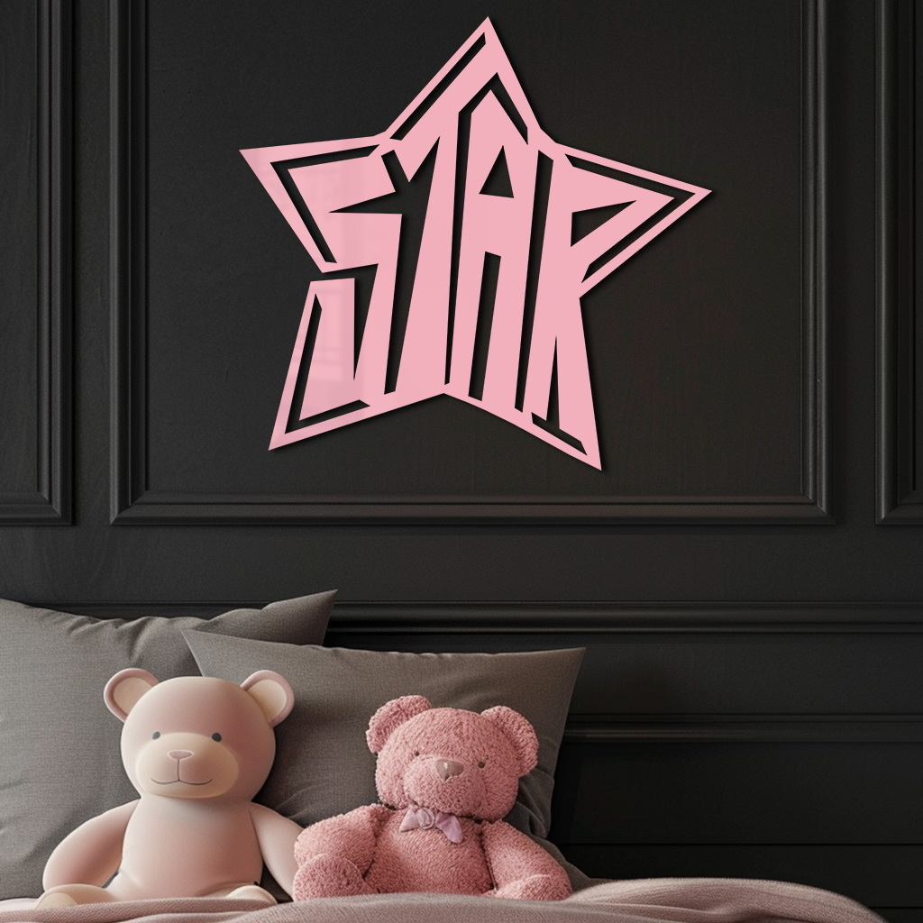 Star Shaped Typography Metal Wall Art – Bold Statement Design - KAFGP108