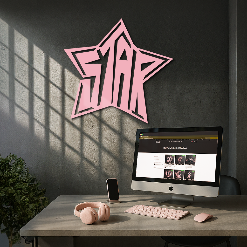 Star Shaped Typography Metal Wall Art – Bold Statement Design - KAFGP108