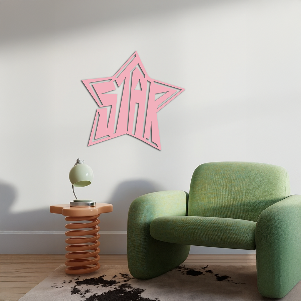 Star Shaped Typography Metal Wall Art – Bold Statement Design - KAFGP108