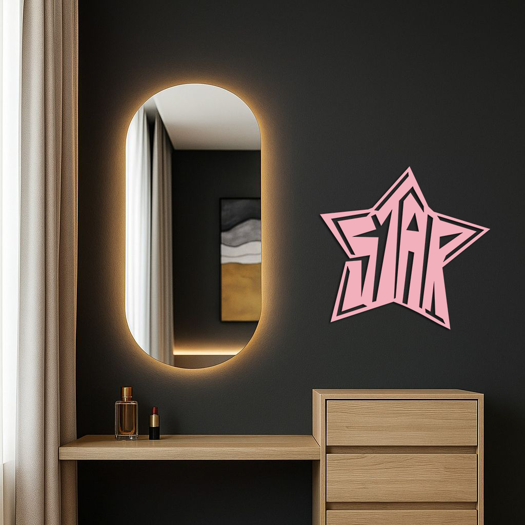 Star Shaped Typography Metal Wall Art – Bold Statement Design - KAFGP108