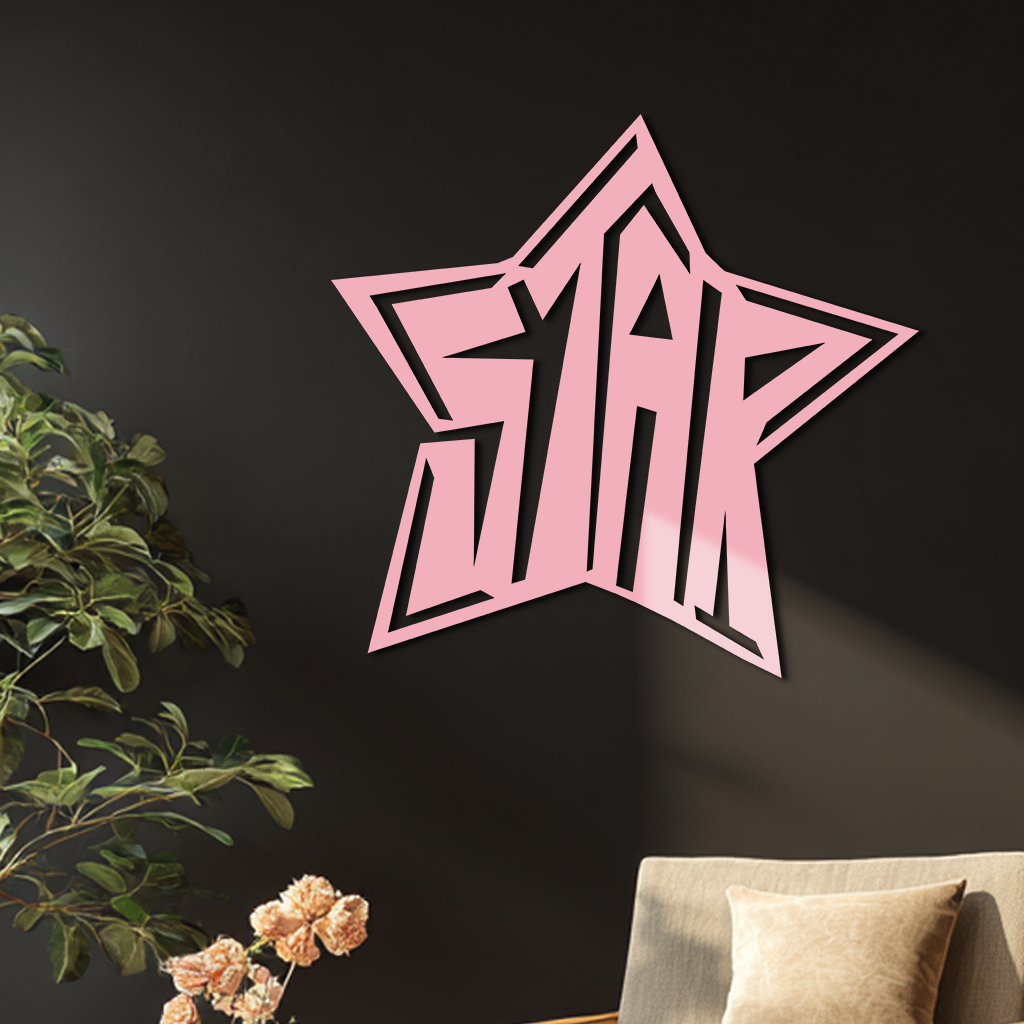 Star Shaped Typography Metal Wall Art – Bold Statement Design - KAFGP108